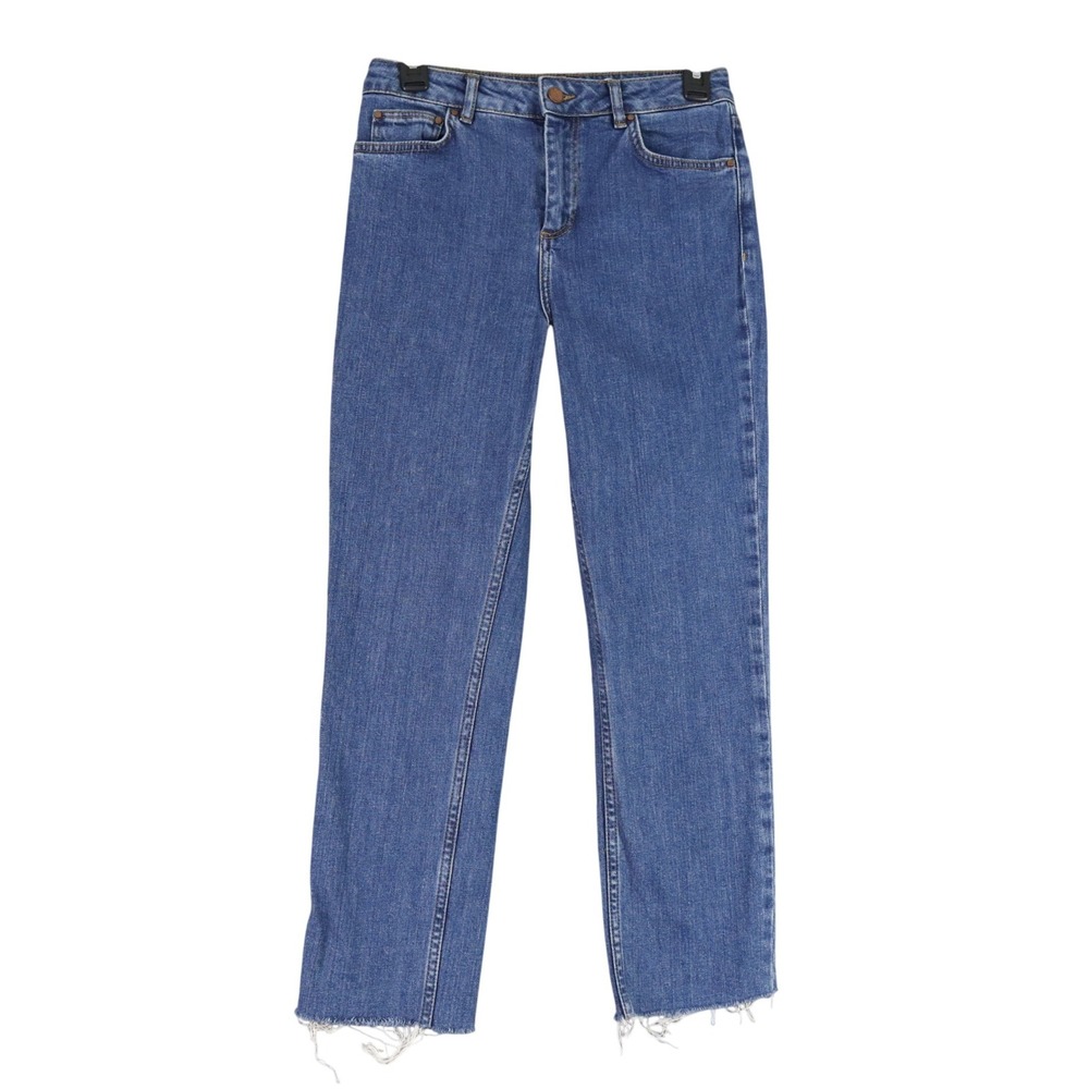 Boden‎ Straight Crop Jeans US 4R UK 8R Blue Raw Hem Stretch Denim Casual